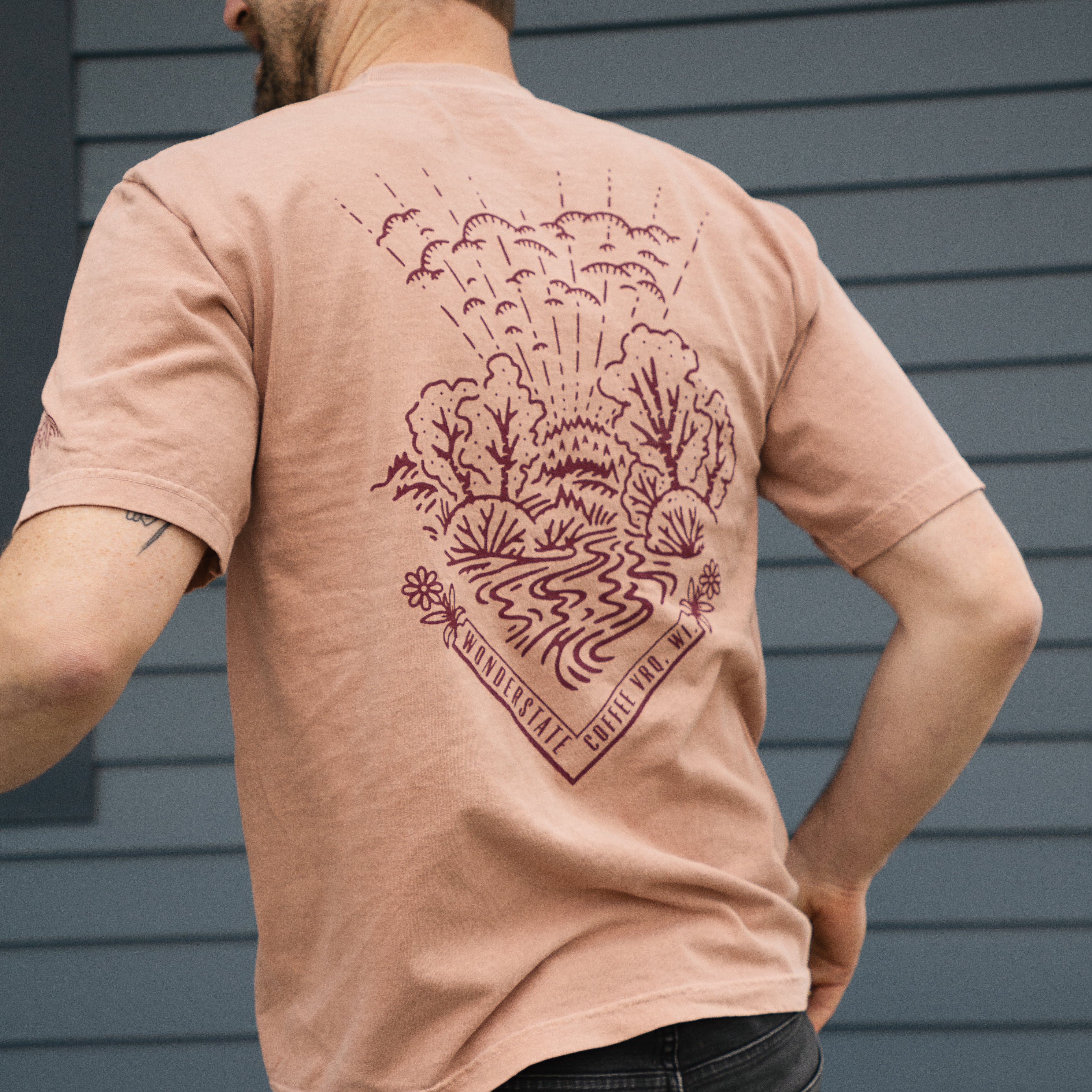 tributary t-shirt back wonderstate coffee vrq, wi