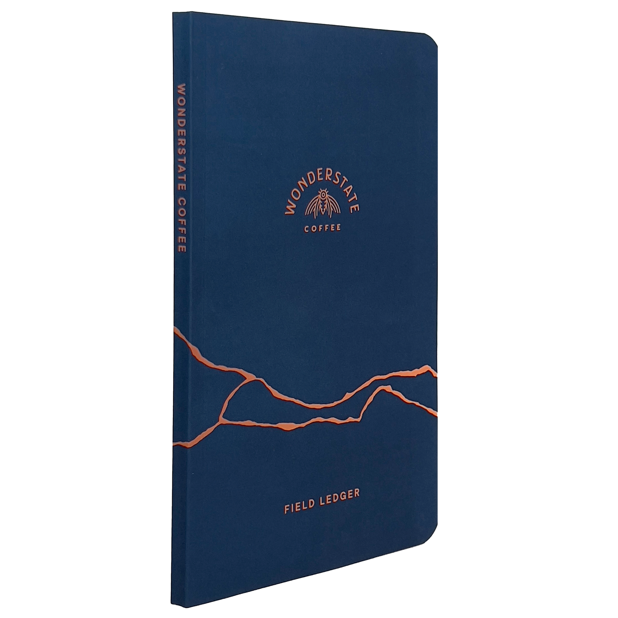 field ledger front cover with logo and crack design